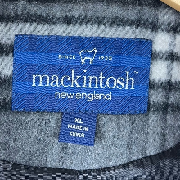 Mackintosh XL Wool Plaid Scarf Belted Longline Pea Coat Winter Warm Fleece - Picture 7 of 9